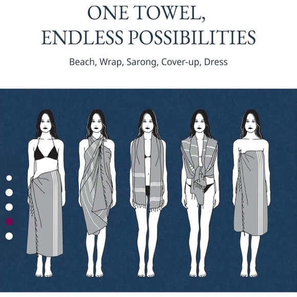 2 Turkish Teal and White Striped Beach Towel - Picture 3 of 3